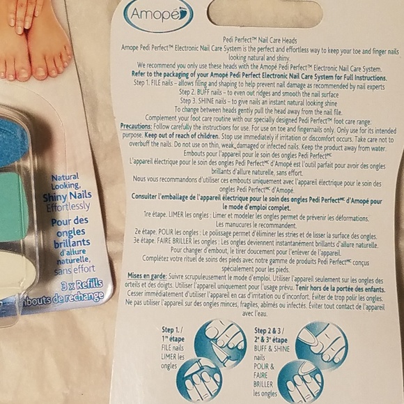 NWT Amopé Pedi Perfect Electronic Nail Care System + 2 Refill pkgs! - Picture 8 of 16